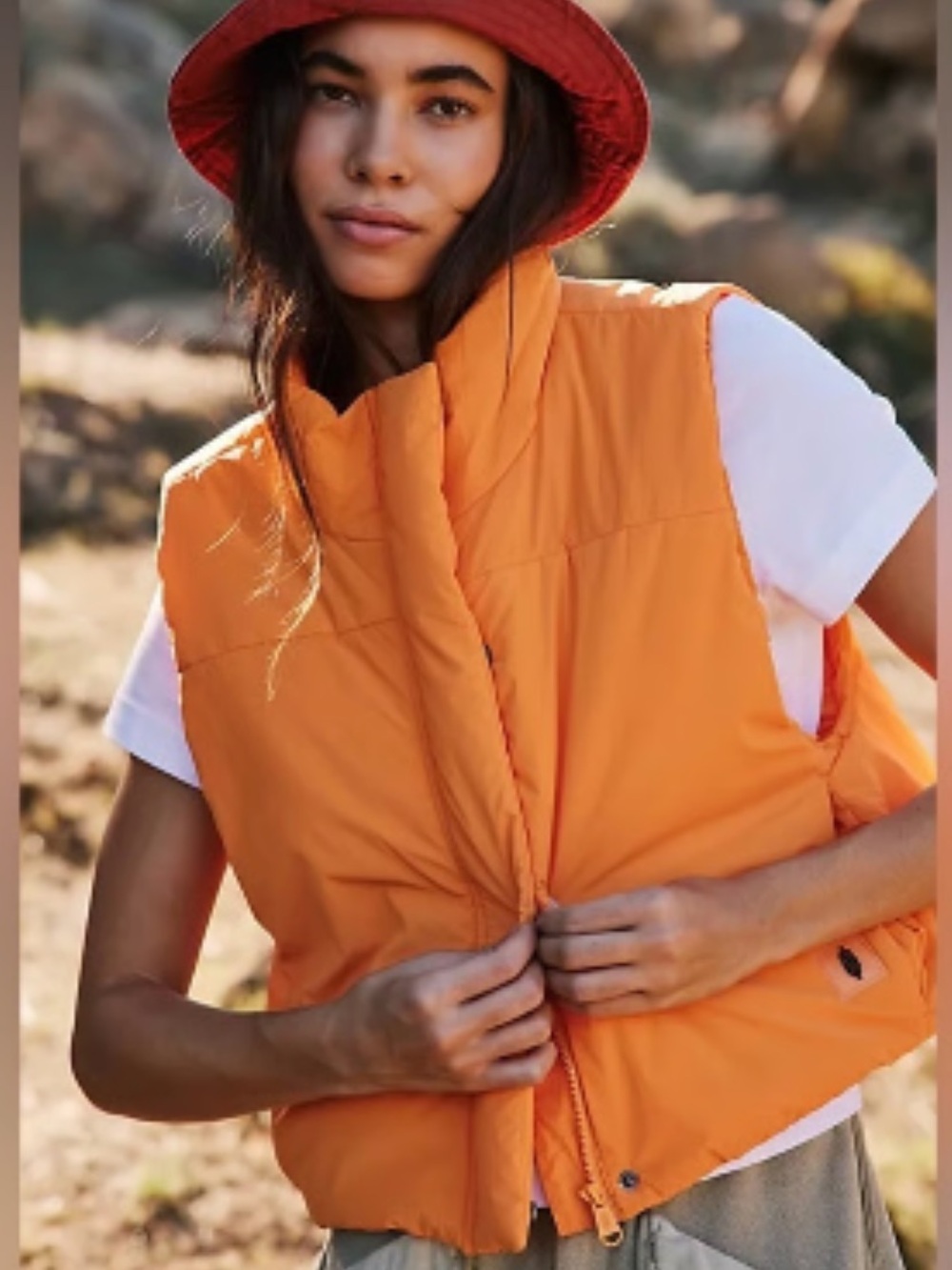 Free People Movement Sight Seein Puffer Vest Orange Size XS
